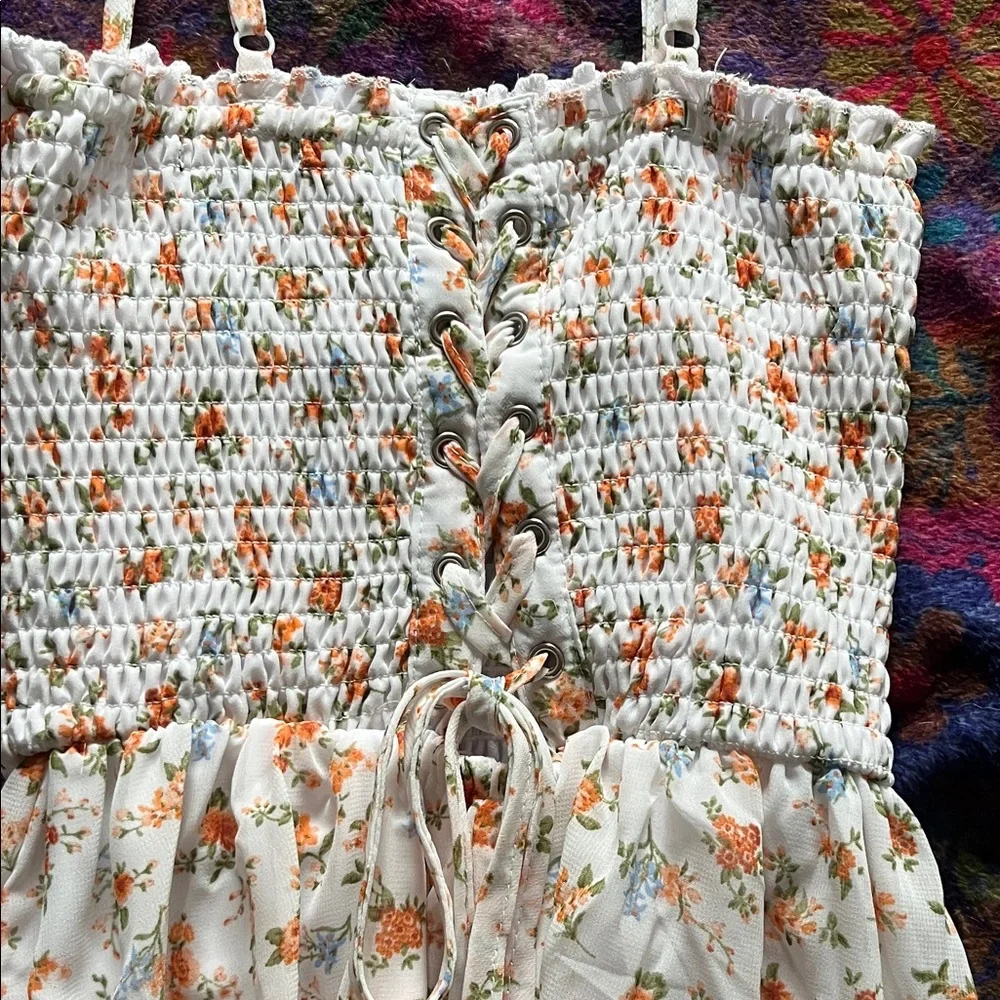 JUSTIFY Polyester Blue & Orange Floral Maxi Dress Size Juniors Small - Picture 6 of 7